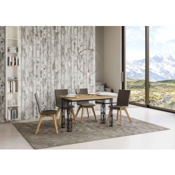 Mesa dupla Ghibli - 120/200x45/90 cm. Mesa dobrável dupla Ghibli em carvalho natural com estrutura em antracite.