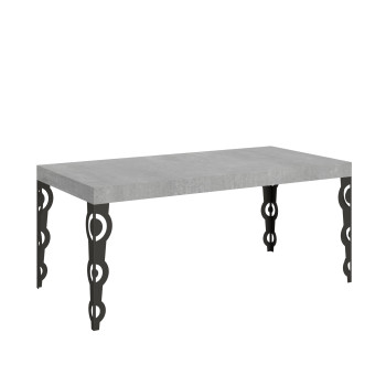Mesa Karamay com pés em antracite D.90 - Mesa extensível 200/460x90 cm em freixo branco Karamay com pés em antracite