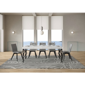 Mesa Karamay Premium com pés em antracite D.90 - Mesa extensível 130/390x90 cm. Mesa Karamay Premium em freixo branco com pés em antracite.