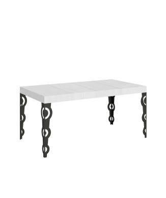 Mesa Karamay Premium com pés em antracite D.90 - Mesa extensível 130/390x90 cm. Karamay Premium em freixo branco com pés em antracite.