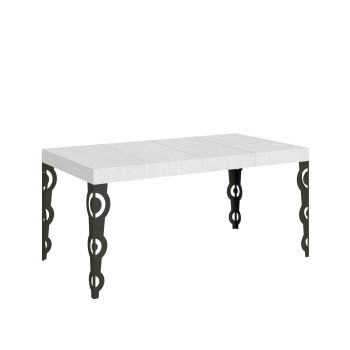 Mesa Karamay Premium com pés em antracite D.90 - Mesa extensível 130/390x90 cm. Karamay Premium em freixo branco com pés em antracite.