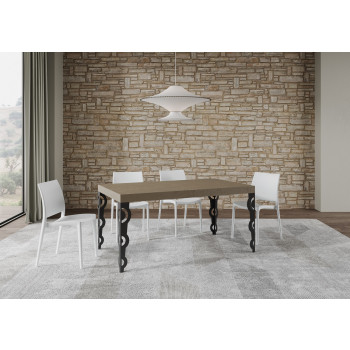 Mesa Karamay Premium com pés em antracite D.90 - Mesa extensível 160/420x90 cm. Karamay Premium em freixo branco com pés em antracite.
