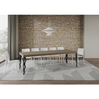 Mesa Karamay Premium com pés em antracite D.90 - Mesa extensível 160/420x90 cm. Karamay Premium em freixo branco com pés em antracite.