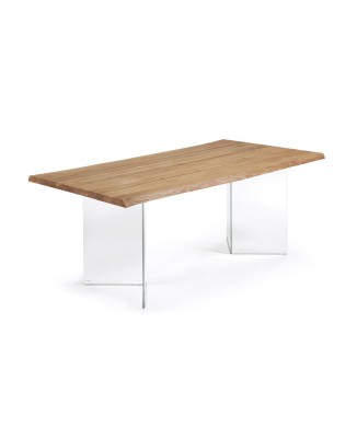 Mesa Lotty em folheado de carvalho com acabamento natrovere e acabamento encerado natural.