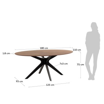 Mesa Naanim 180 x 110 cm com acabamento em nogueira