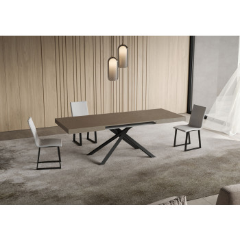 Mesa Niket com pés em antracite e 2 extensões D.80 - Mesa extensível Niket 80x140/224 cm com madeira de freixo branco e pés em antracite
