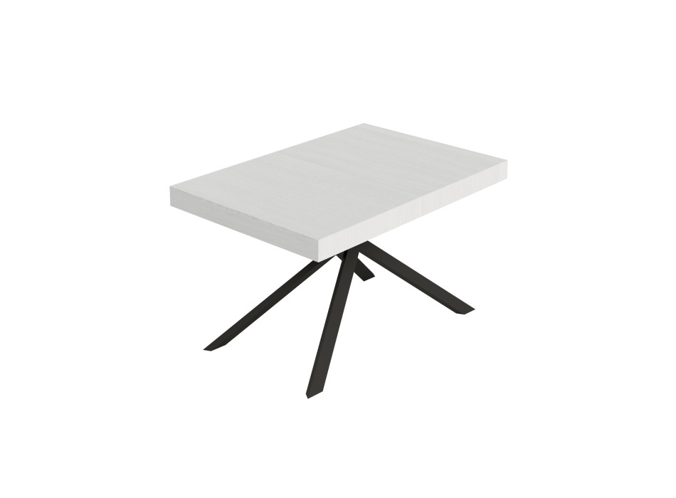 Mesa Niket com pés em antracite e 2 extensões D.80 - Mesa extensível Niket 80x140/224 cm com madeira de freixo branco e pés em antracite