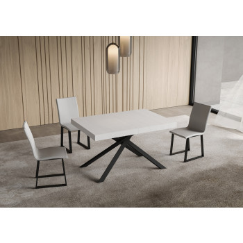 Mesa Niket com pés em antracite D.90 - Mesa extensível 90x130/234 cm Niket em freixo branco com pés em antracite