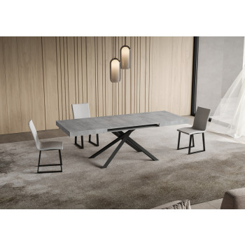 Mesa Niket com pés em antracite D.90 - Mesa extensível 90x130/234 cm Niket em freixo branco com pés em antracite