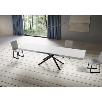 Mesa Niket com pés em antracite D.90 - Mesa extensível Niket 90x180/440 cm em freixo branco com pés em antracite