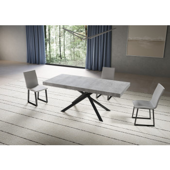 Mesa Niket com pés em antracite D.90 - Mesa extensível Niket 90x180/440 cm em freixo branco com pés em antracite