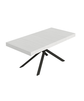 Mesa Niket com pés em antracite D.90 - Mesa extensível Niket 90x180/440 cm em freixo branco com pés em antracite