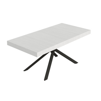 Mesa Niket com pés em antracite D.90 - Mesa extensível Niket 90x180/440 cm em freixo branco com pés em antracite