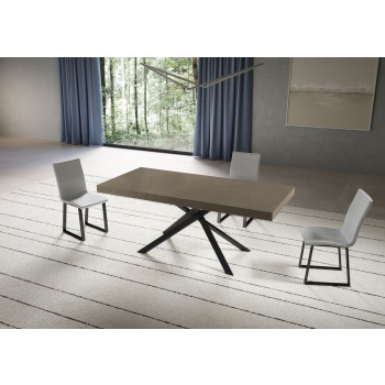 Mesa Niket com pés em antracite D.90 - Mesa extensível Niket 90x200/304 cm em freixo branco com pés em antracite