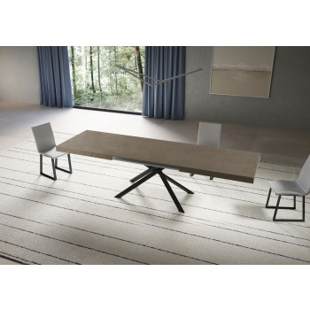 Mesa Niket com pés em antracite D.90 - Mesa extensível Niket 90x200/304 cm em freixo branco com pés em antracite