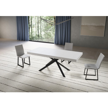 Mesa Niket com pés em antracite D.90 - Mesa extensível Niket 90x200/304 cm em freixo branco com pés em antracite