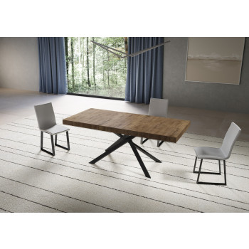 Mesa Niket com pés em antracite D.90 - Mesa extensível Niket 90x200/304 cm em freixo branco com pés em antracite
