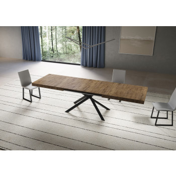 Mesa Niket com pés em antracite D.90 - Mesa extensível Niket 90x200/304 cm em freixo branco com pés em antracite