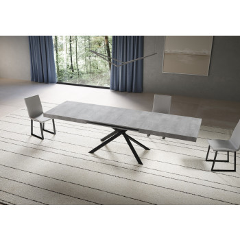 Mesa Niket com pés em antracite D.90 - Mesa extensível Niket 90x200/304 cm em freixo branco com pés em antracite