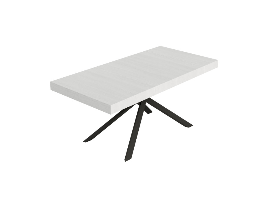 Mesa Niket com pés em antracite D.90 - Mesa extensível Niket 90x200/304 cm em freixo branco com pés em antracite