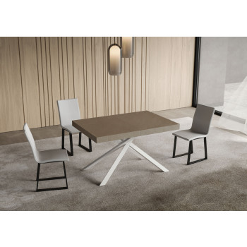 Mesa Niket com pés brancos D.90 - Mesa extensível 90x120/224 cm Niket Freixo branco com pés brancos