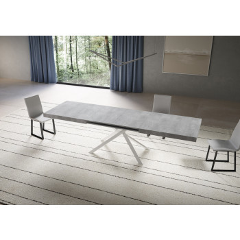 Mesa Niket com pés brancos D.90 - Mesa extensível 90x200/304 cm Niket Freixo branco com pés brancos