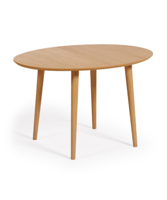 Mesa oval extensível Oqui em folheado de carvalho Ø120(20