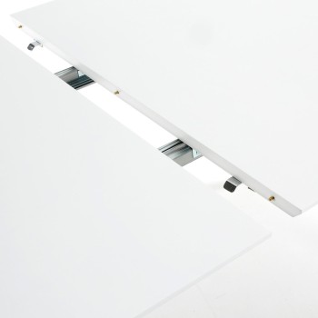 Mesa oval extensível Oqui em MDF lacado branco g90 natural, lacado branco ou