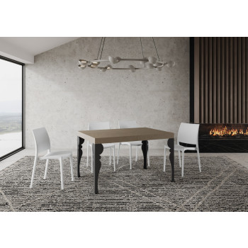 Mesa Paxon com pés em antracite D.80 - Mesa extensível 140/224x80cm Paxon em freixo branco com pés em antracite