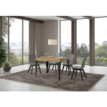 Mesa Paxon com pés em antracite D.90 - Mesa extensível 110/194x70 cm. Mesa Paxon em freixo branco com pés em antracite.