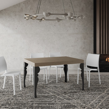Mesa Paxon com pés em antracite D.90 - Mesa extensível 120/380x90 cm. Mesa Paxon em freixo branco com pés em antracite.