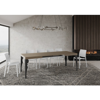 Mesa Paxon com pés em antracite D.90 - Mesa extensível 120/380x90 cm. Mesa Paxon em freixo branco com pés em antracite.