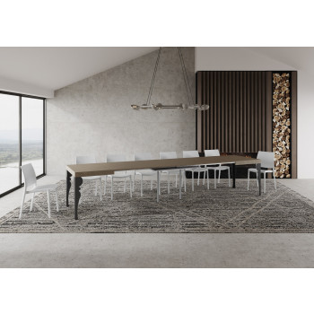Mesa Paxon com pés em antracite D.90 - Mesa extensível 120/380x90 cm. Mesa Paxon em freixo branco com pés em antracite.