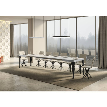 Mesa Paxon com pés em antracite D.90 - Mesa extensível 120/380x90 cm. Mesa Paxon em freixo branco com pés em antracite.