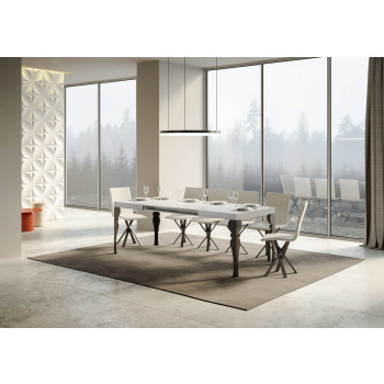 Mesa Paxon com pés em antracite D.90 - Mesa extensível 130/234x90 cm. Mesa Paxon em freixo branco com pés em antracite.