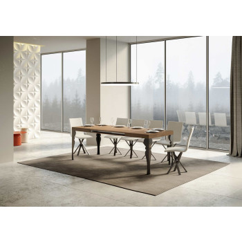 Mesa Paxon com pés em antracite D.90 - Mesa extensível 130/234x90 cm. Mesa Paxon em freixo branco com pés em antracite.