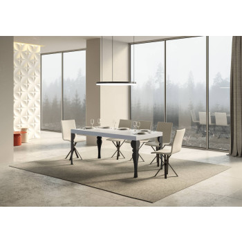 Mesa Paxon com pés em antracite D.90 - Mesa extensível 160/420x90 cm. Mesa Paxon em freixo branco com pés em antracite.