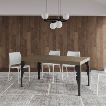 Mesa Paxon com pés em antracite D.90 - Mesa extensível 160/420x90 cm. Mesa Paxon em freixo branco com pés em antracite.