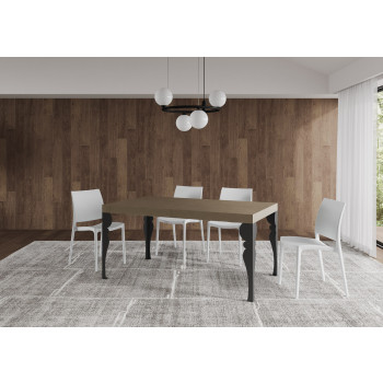 Mesa Paxon com pés em antracite D.90 - Mesa extensível 160/420x90 cm. Mesa Paxon em freixo branco com pés em antracite.