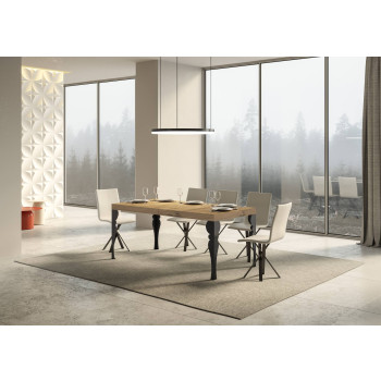 Mesa Paxon com pés em antracite D.90 - Mesa extensível 160/420x90 cm. Mesa Paxon em freixo branco com pés em antracite.