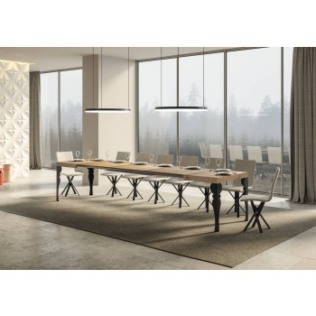 Mesa Paxon com pés em antracite D.90 - Mesa extensível 160/420x90 cm. Mesa Paxon em freixo branco com pés em antracite.