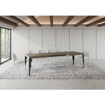 Mesa Paxon com pés em antracite D.90 - Mesa extensível 200/304x90 cm. Mesa Paxon em freixo branco com pés em antracite.