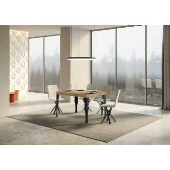 Mesa Paxon Premium com pés em antracite D.90 - Mesa extensível 130/234x90 cm. Mesa Paxon Premium em freixo branco com pés em antracite.