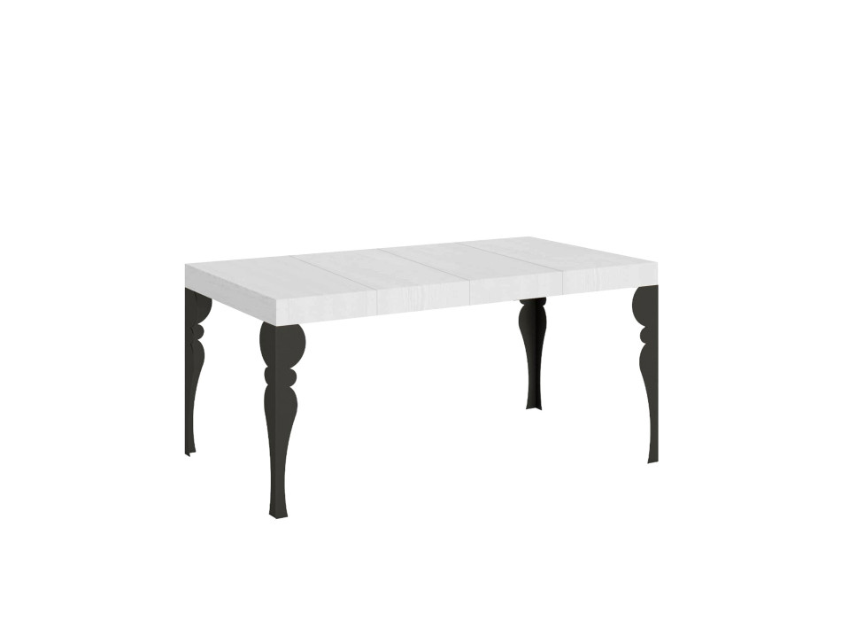 Mesa Paxon Premium com pés em antracite D.90 - Mesa extensível 130/390x90 cm. Mesa Paxon Premium em freixo branco com pés em antracite.
