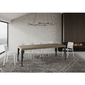 Mesa Paxon Premium com pés em antracite D.90 - Mesa extensível 140/400x90 cm. Mesa Paxon Premium em freixo branco com pés em antracite.