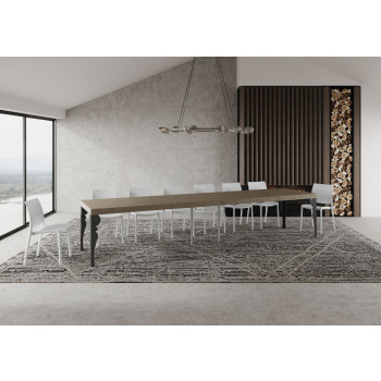 Mesa Paxon Premium com pés em antracite D.90 - Mesa extensível 140/400x90 cm. Mesa Paxon Premium em freixo branco com pés em antracite.