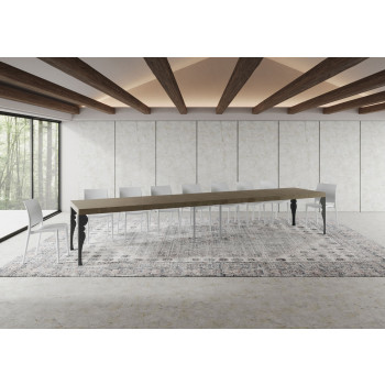 Mesa Paxon Premium com pés em antracite D.90 - Mesa extensível 180/440x90 cm. Mesa Paxon Premium em freixo branco com pés em antracite.