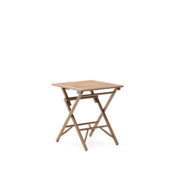 Mesa dobrável Dandara em madeira maciça de acácia, 66 x 66 cm, certificação FSC 100%.