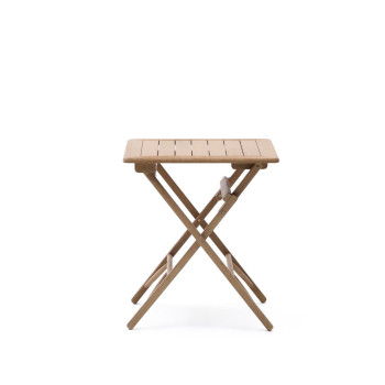 Mesa dobrável Dandara em madeira maciça de acácia, 66 x 66 cm, certificação FSC 100%.