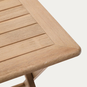 Mesa dobrável Dandara em madeira maciça de acácia, 66 x 66 cm, certificação FSC 100%.